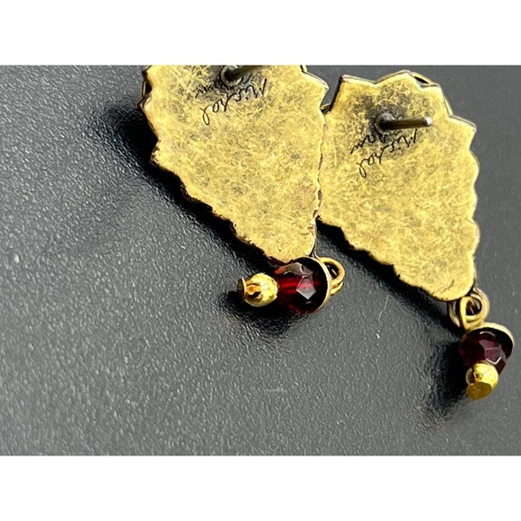 Michal Golan Handmade Designer Victorian Style Red Stone Dangle Earrings - Picture 5 of 12